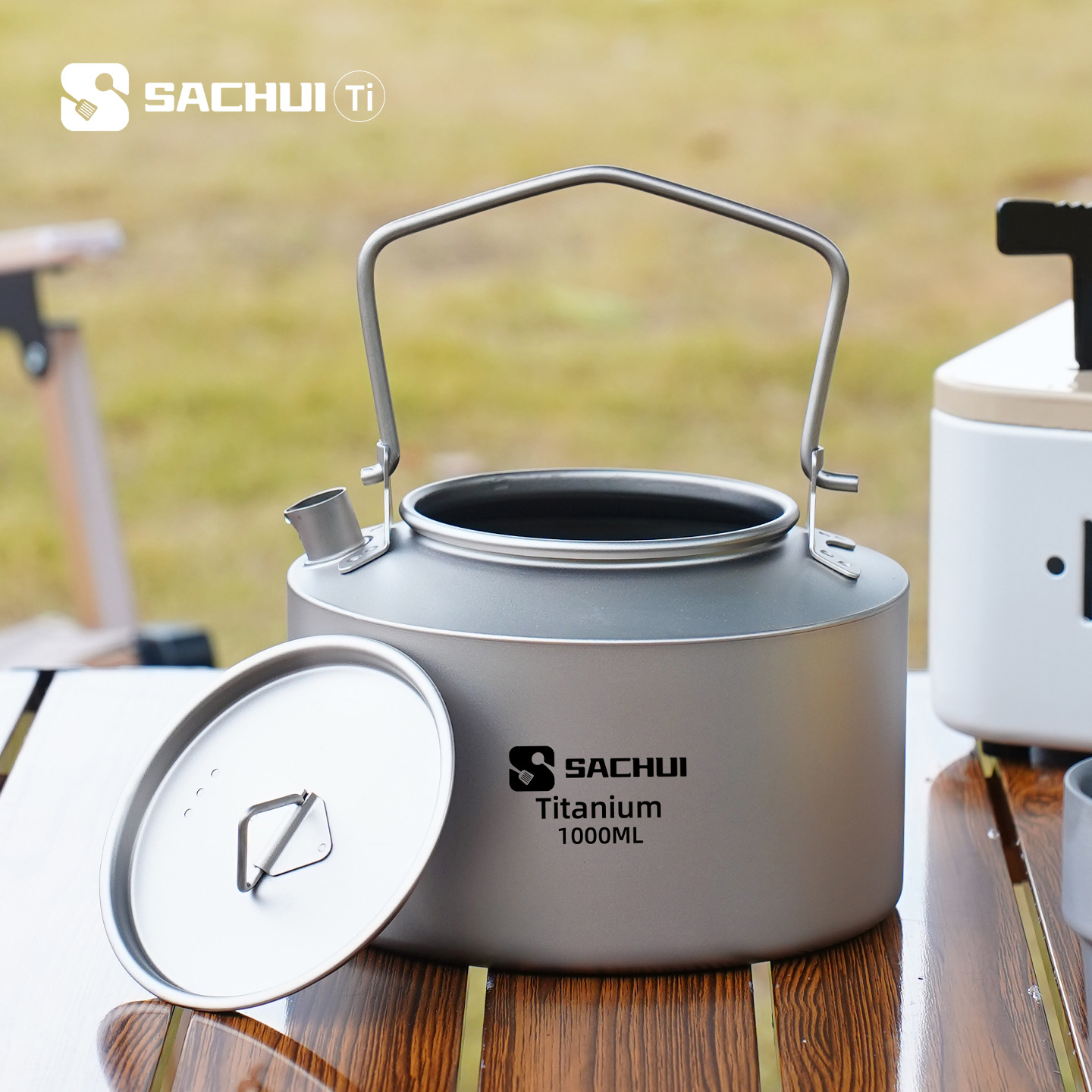 Outdoor Camping Uk - 1000ML Pure Titanium Kettle Outdoor Ultralight