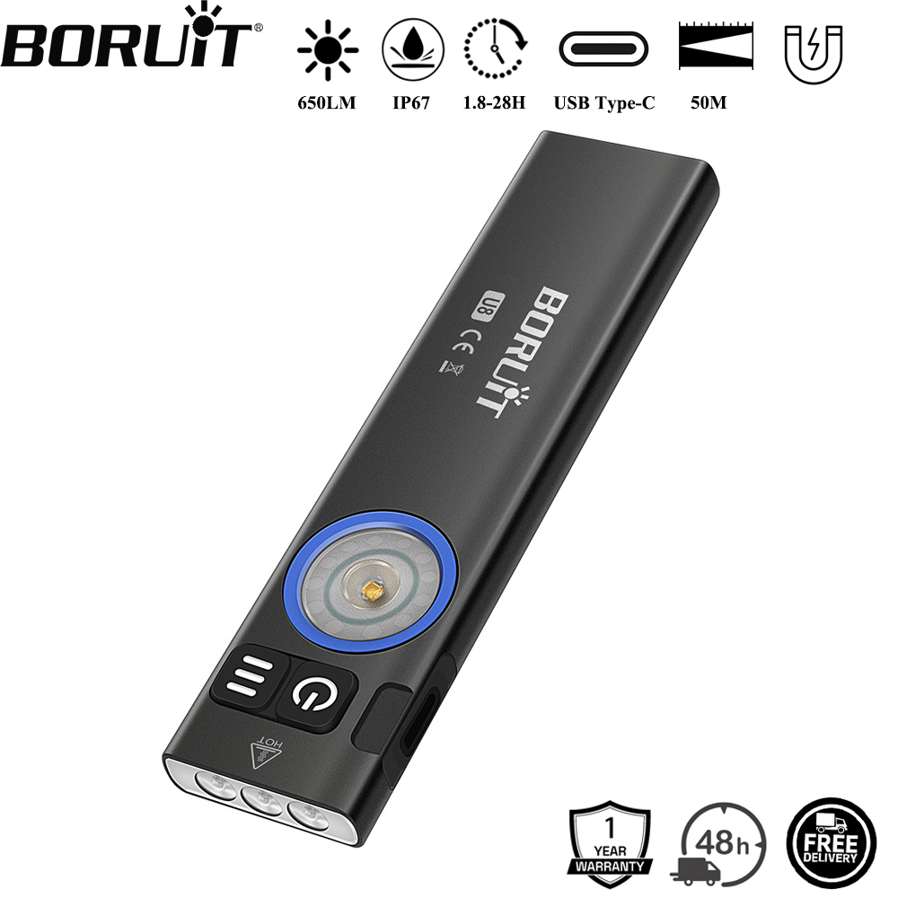Outdoor Camping Glamping - BORUiT U8 650LM EDC LED Flashlight