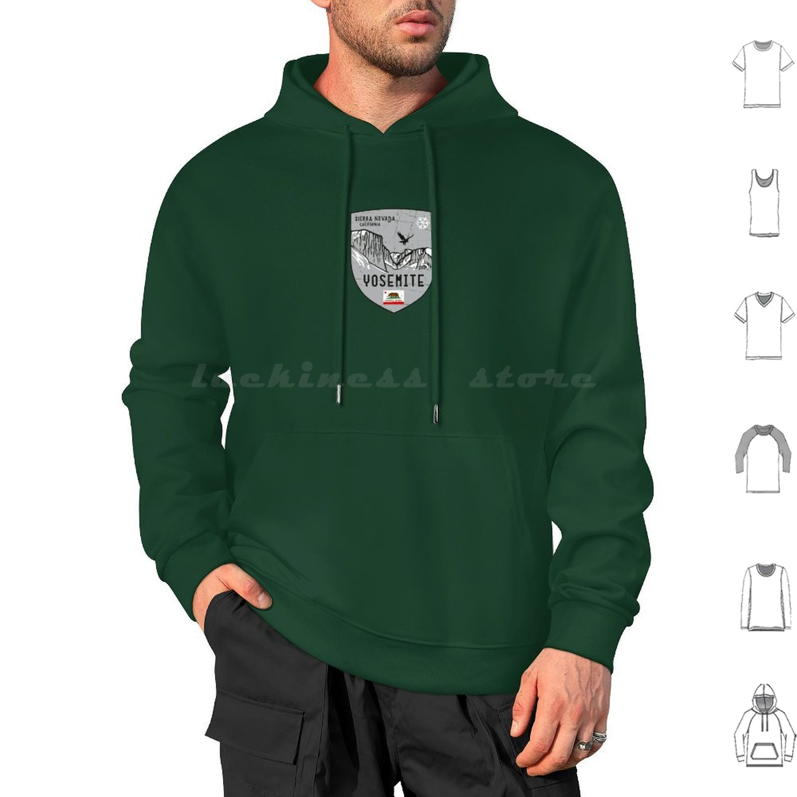 Outdoor Camping Yosemite - Yosemite California Emblem Hoodie Cotton Long