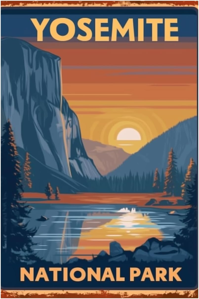 Outdoor Camping Yosemite - Hiking-Camping Metal-Sign Wall-Art Décor-Poster, Yosemite National
