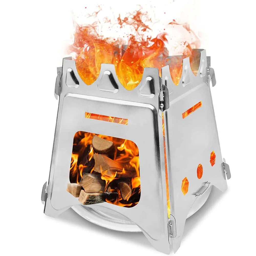 Outdoor Camping Stove Wood - Portable Camping Wood Stove with Stainless